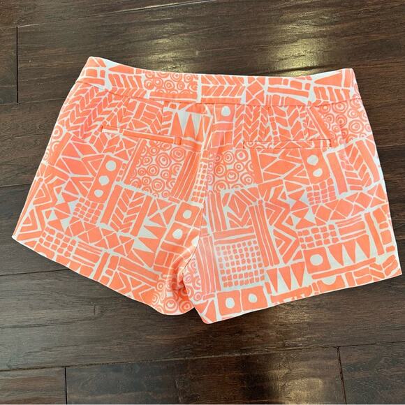 J Crew Stretch Chino Shorts Orange White Print City Fit 37569 Preppy Size 4 - Picture 11 of 12
